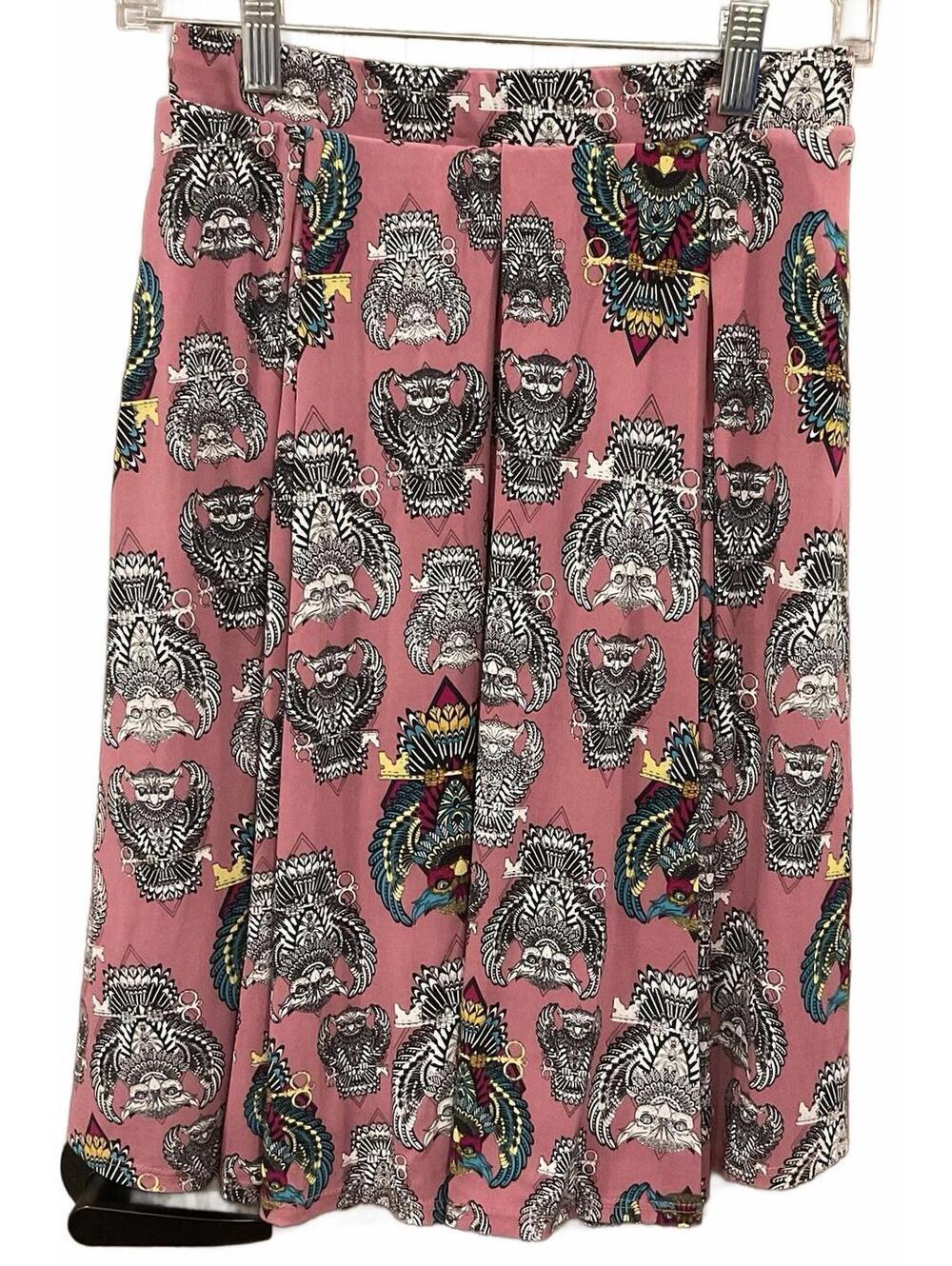 Lularoe Womens Elastic Waist Pink /design Skirt Size Small